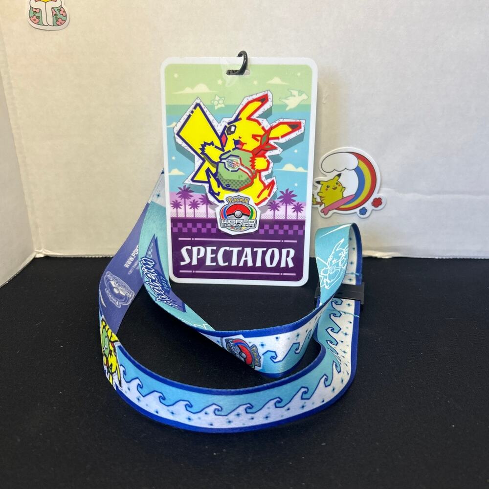Pokemon World Championships 2017 Spectator Badge Lanyard Blue Pikachu